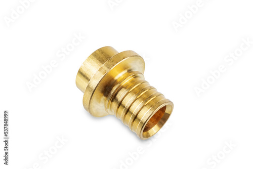 Plumbing Accessories, Extension Nipple, brass and stainless steel on a white isolated background