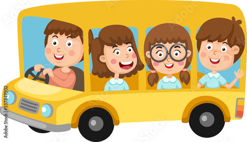 Kids riding on school bus