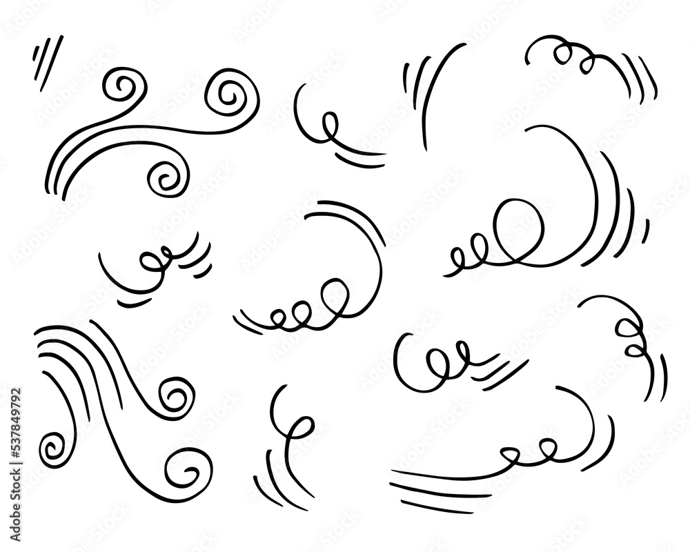 doodle wind illustration vector hand drawn style isolated on white background.