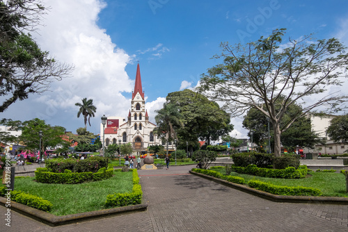 Parque Braulio Carrillo e iglesia de la Merced en la la ciudad de San José en Costa RIca photo