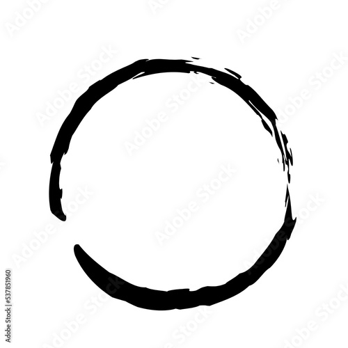 Circle brush element. Brush strokes. Grunge round shape.