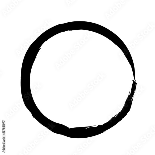 Circle brush element. Brush strokes. Grunge round shape.