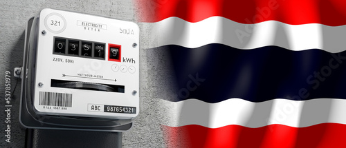 Fotografie Thailand - country flag and energy meter - 3D illustration