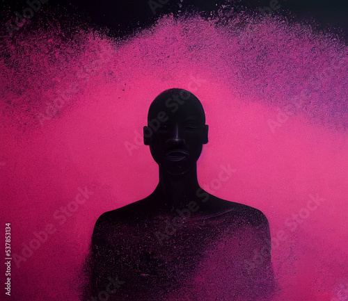 3D rendered illustration of a woman doing yoga meditation in front of pink powder background, a calm healing atmosphere, can be used for banner backgrounds, or healthy sports marketing campaign.