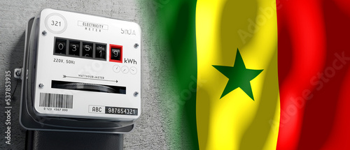 Senegal - country flag and energy meter - 3D illustration