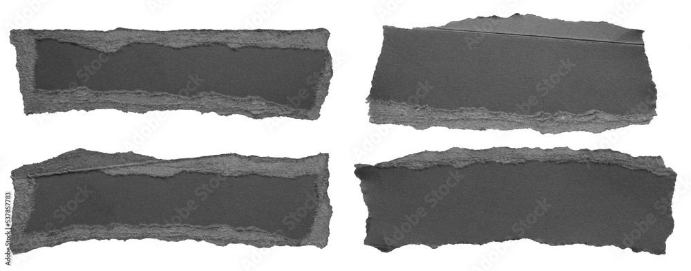 Black ripped paper torn edges strips set isolated on white background Black ripped paper torn edges strips set isolated on white background