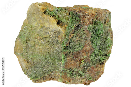 pyromorphite from Schauinsland, Black Forest, Germany isolated on white background