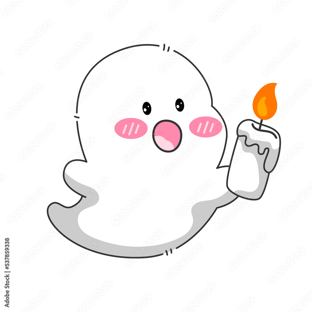 little ghost holding a candle. Cartoon vector art and illustration. little ghost holding a candle. Cartoon vector art and illustration.