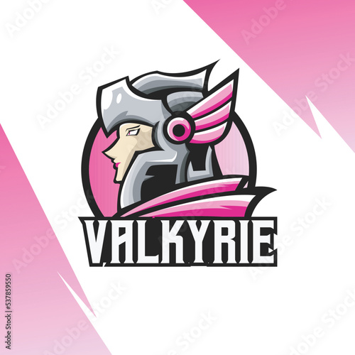 VALKYRIE WOMAN WARRIOR MASCOT FOR ESPORT LOGO VECTOR ILLUSTRATION