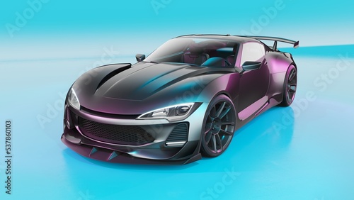 3D rendering of a brand-less generic concept car  