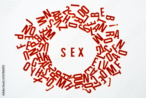 Sex.Letters on a white background.Illustration for the article