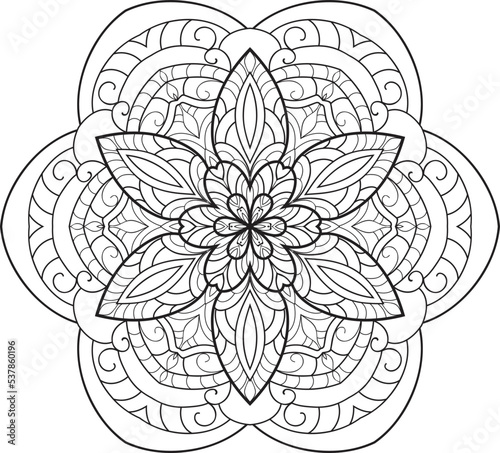 Mandala isolated on the white background.Doodle pattern.ornament design for coloring page