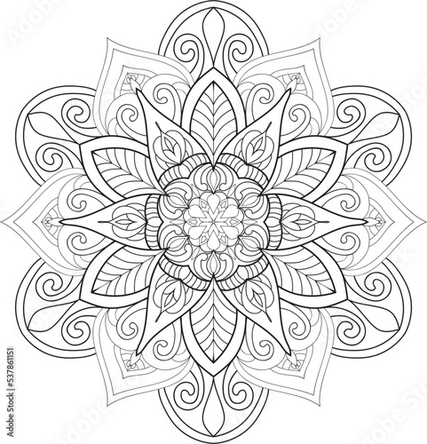 Mandala isolated on the white background.Doodle pattern.ornament design for coloring page
