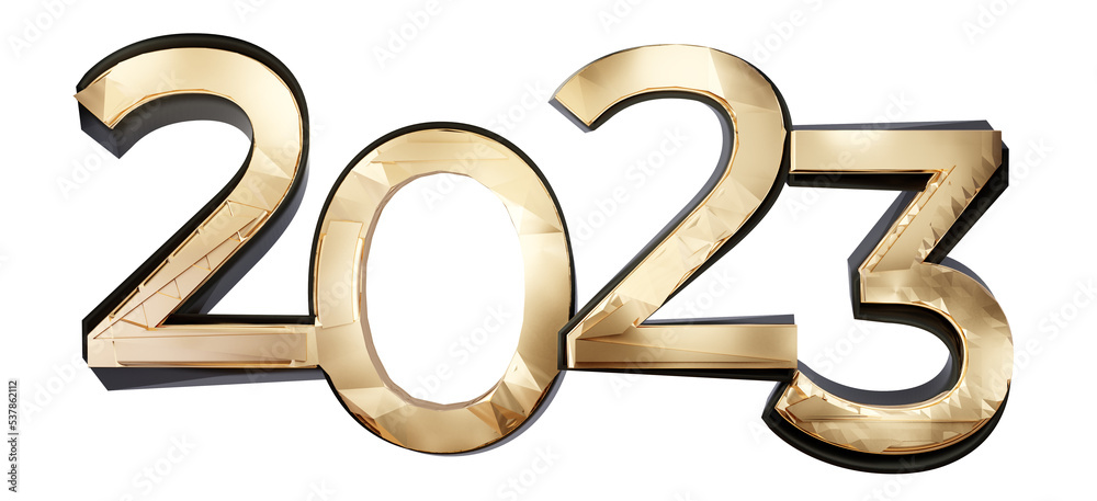 2023 golden bold number isolated 3d-illustration 2023 golden bold number isolated 3d-illustration