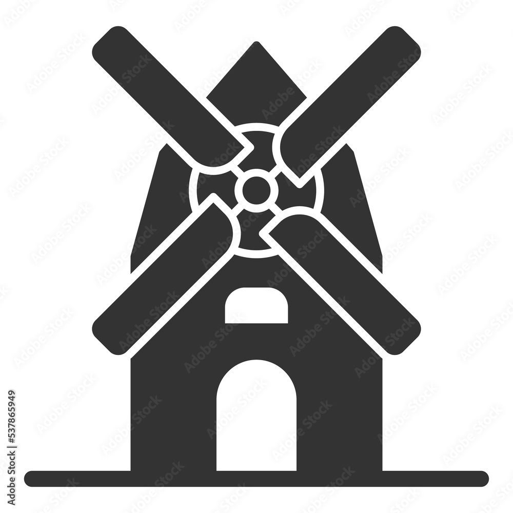 Windmill - icon, illustration on white background, glyph style Windmill - icon, illustration on white background, glyph style