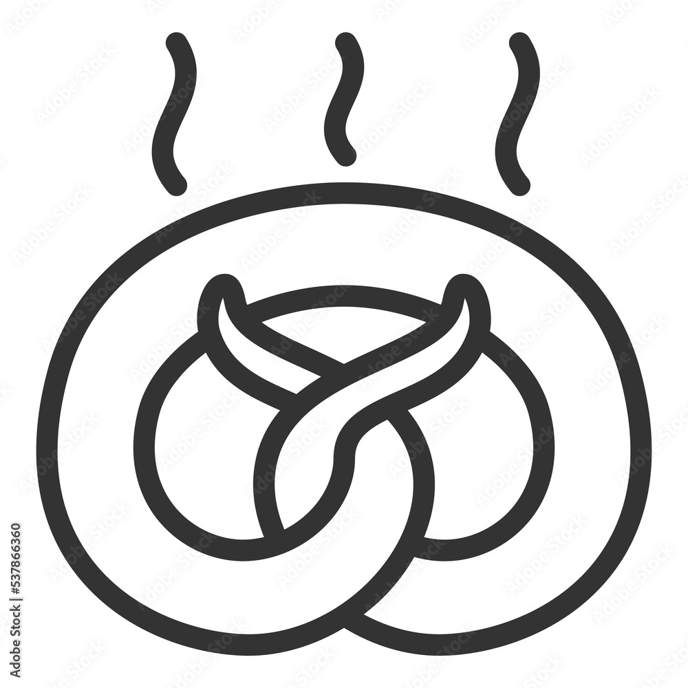 Obraz premium Hot butter pretzel - icon, illustration on white background, outline style