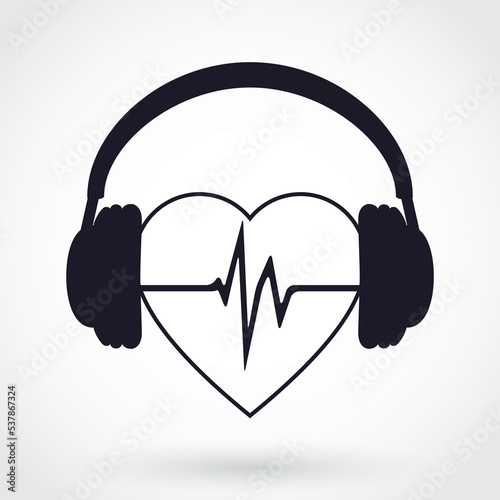 headphone with heart / love music symbol