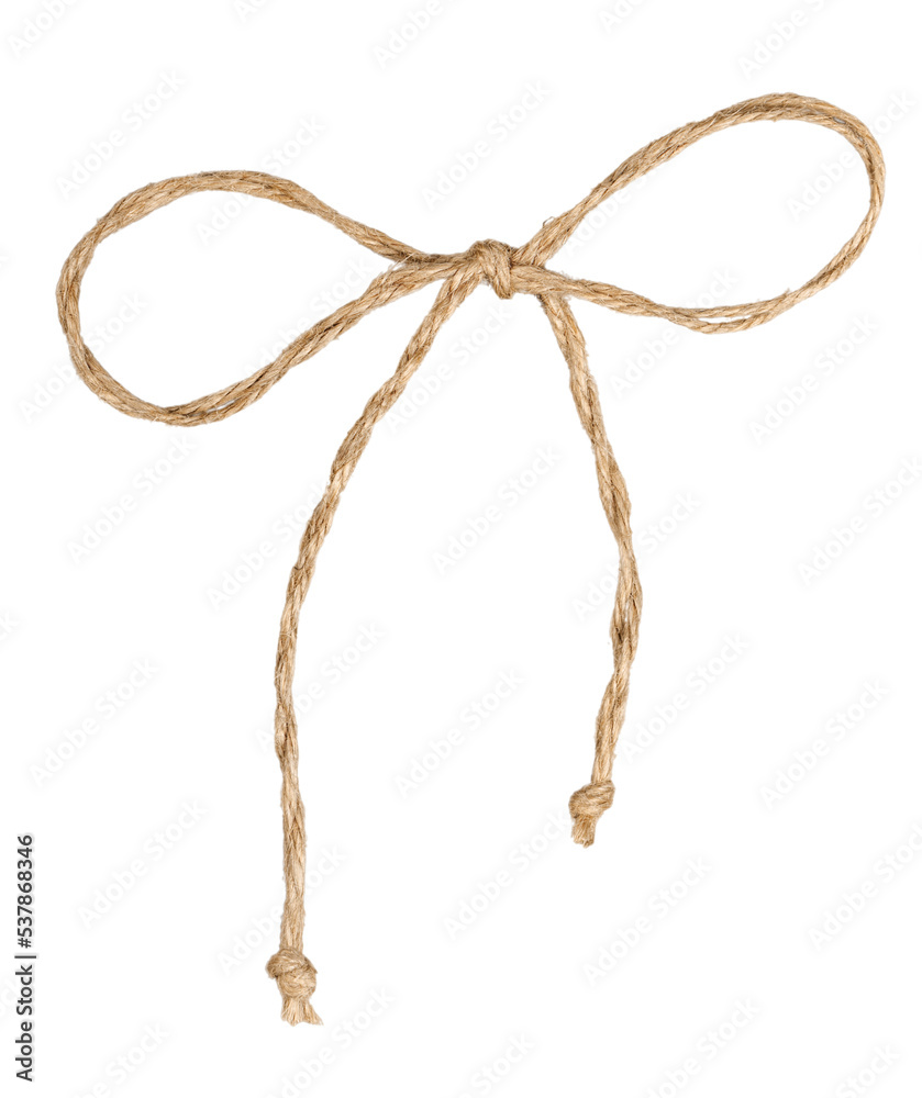 Twine string tied in a bow isolated