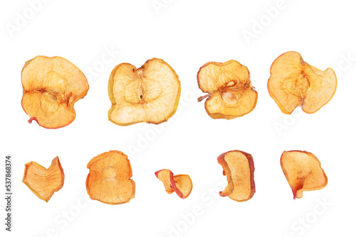 Tasty dried apples on white background