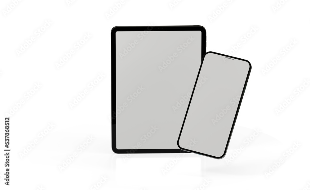 Tablet pc computer with blank screen 3d and phone. Tablet pc computer with blank screen 3d and phone.