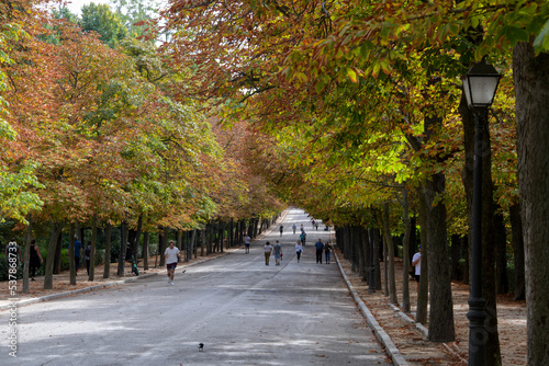 A park in Madrid Spain with beautiful fall colors. photo