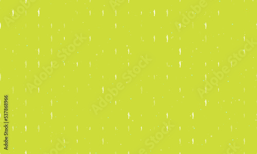 Seamless background pattern of evenly spaced white sexy witch symbols of different sizes and opacity. Vector illustration on lime background with stars