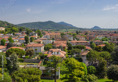 Aerial view of the city of Este, Italy. 