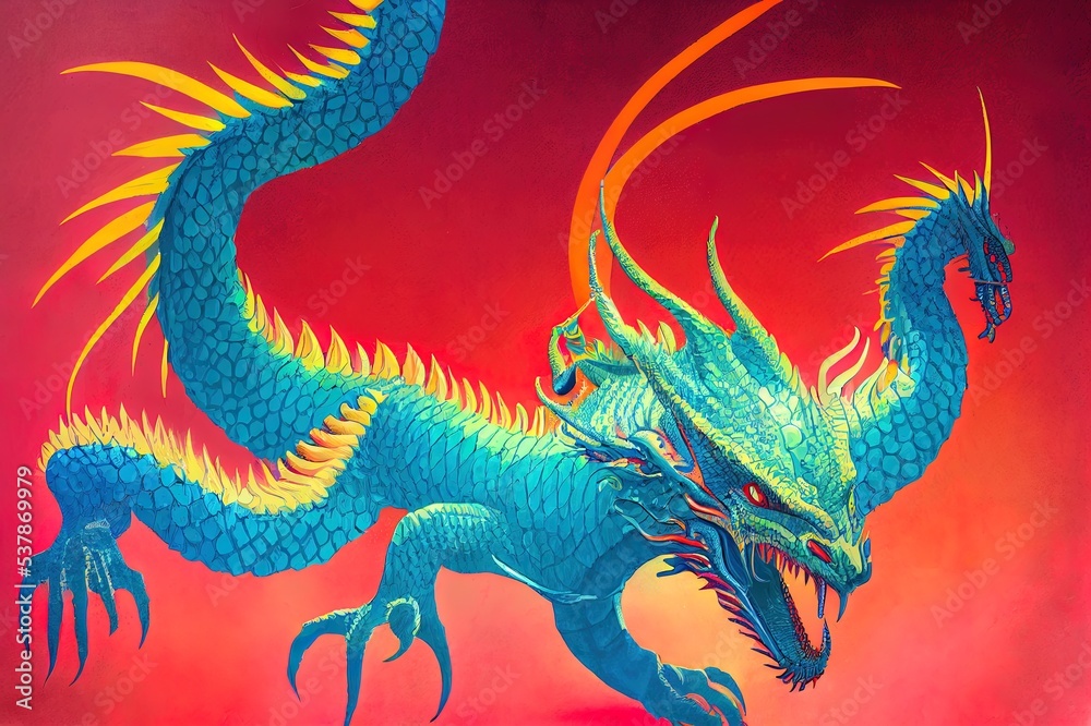 Naklejka premium the great red dragon illustration