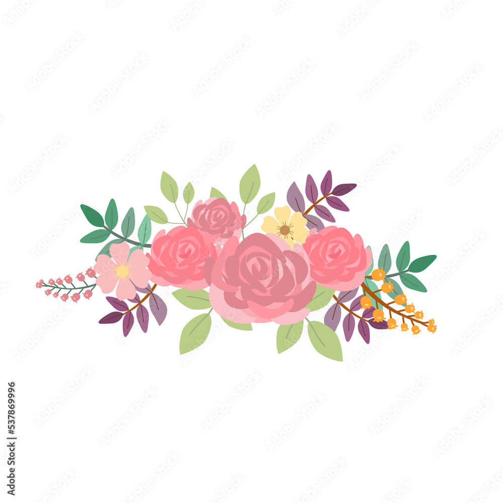 Bouquet of pink roses png illustration. Can be used to make any card, frame, invitation card.