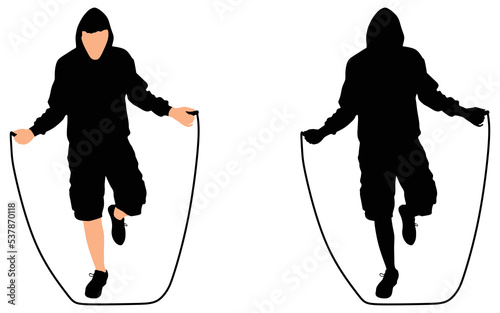 Young man exercising jumping rope