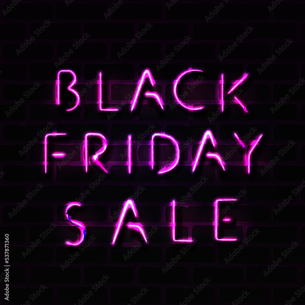 Vector realistic isolated neon sign of Black Friday lettering for decoration and covering on the transparent background. Concept of sale, clearance and discount.