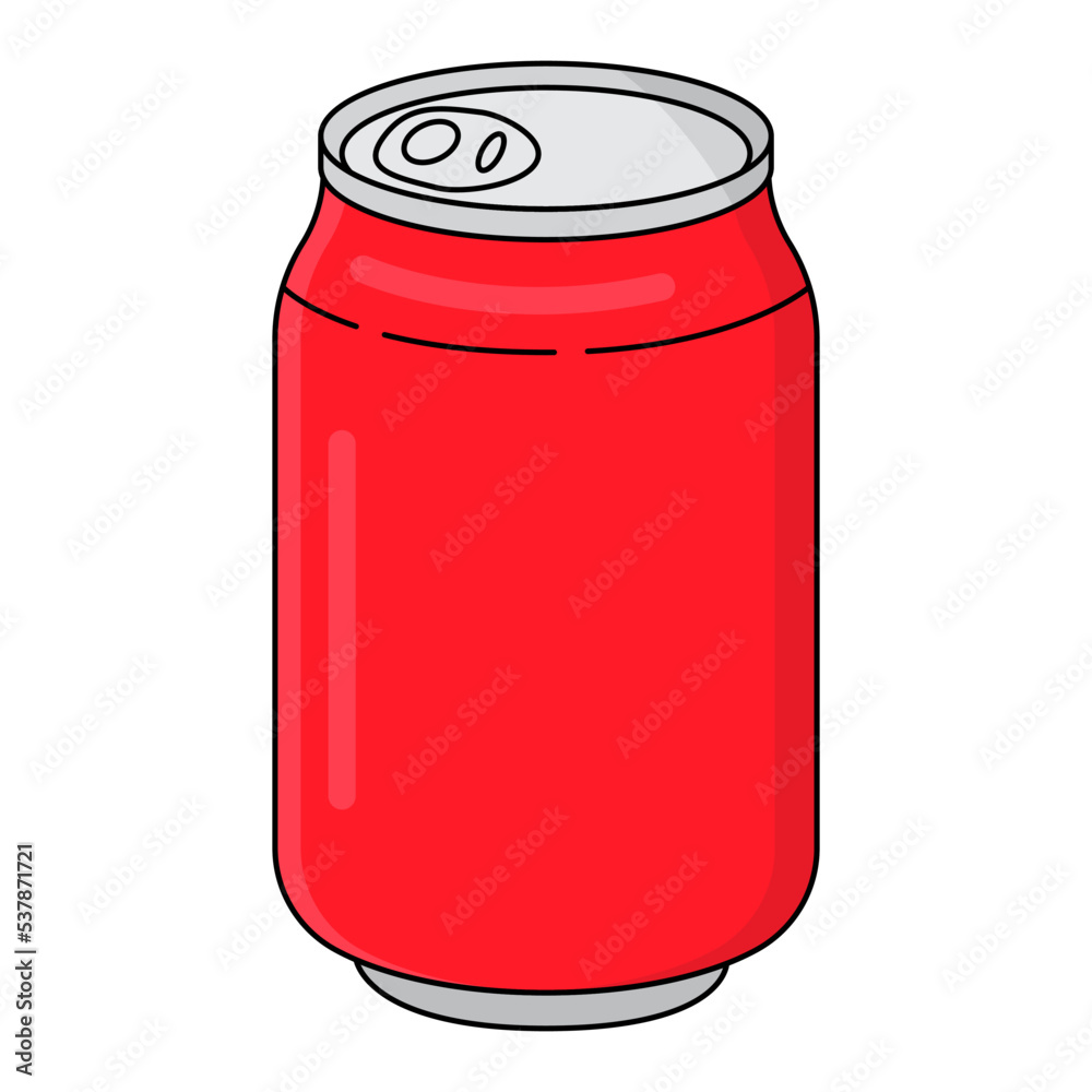Red soda can. Cooling fizzy drink. Vector illustration isolated on white background Red soda can. Cooling fizzy drink. Vector illustration isolated on white background