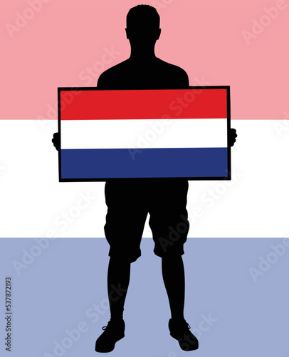man holding a flag of Nederland