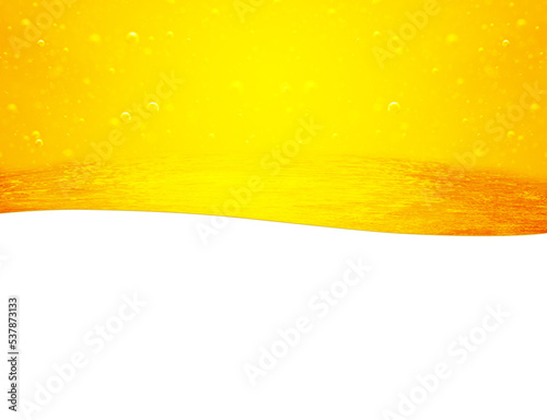 Golden wave and oily liquid isolated. Oil background. Liquid flows yellow, for the project, oil, honey, beer 