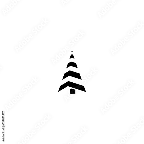 Christmas tree trendy vector isolated on white background. Tree geometric shapes minimal logo, silhuette emblem, illustration.