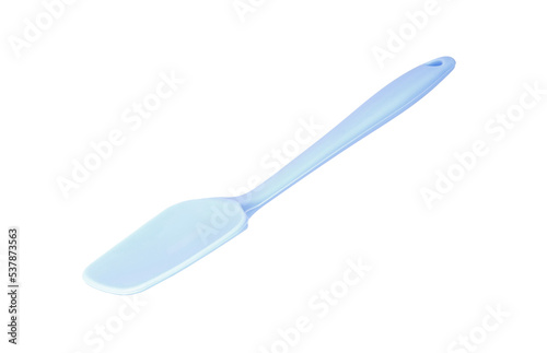 blue rubber or silicone pastry spatula isolated on white background