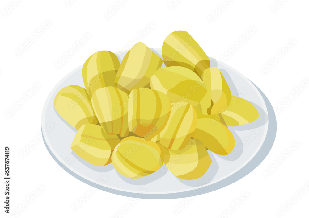 jackfruit fruit isolated in the plate on white background illustration vector 