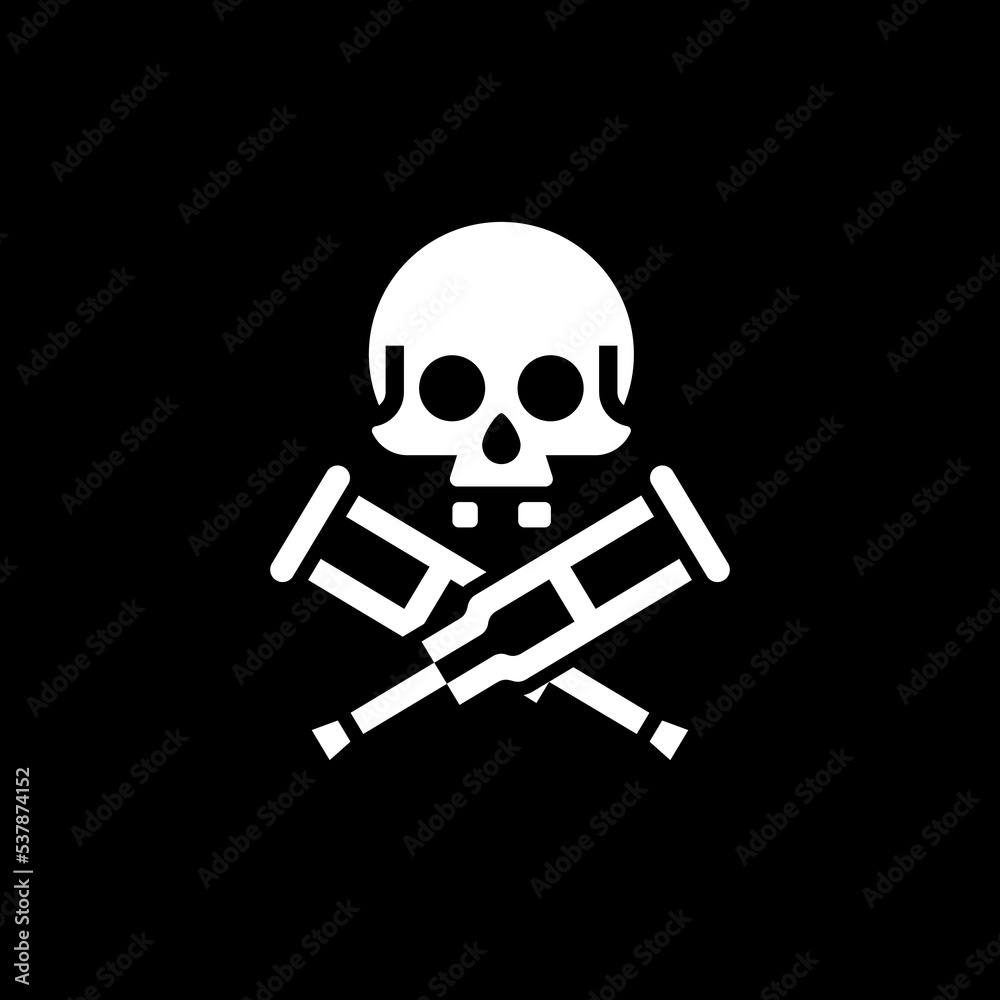Skull with crutches vector illustration. Jolly roger pirate vector flag. Skull with crutches vector illustration. Jolly roger pirate vector flag.