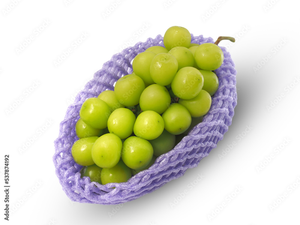 Japanese green grapes or shine muscat grape fruits isolated on white background with clipping path. Japanese green grapes or shine muscat grape fruits isolated on white background with clipping path.