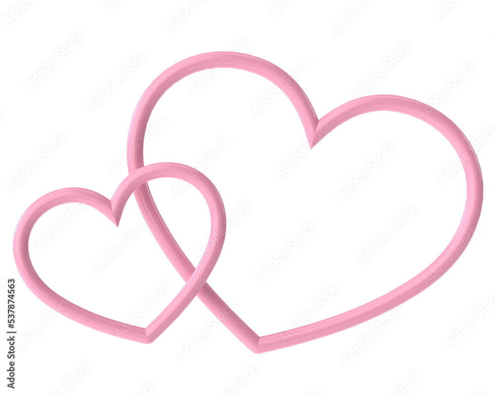 Couple heart. 3D heart line art. Valentine card decoration. Couple heart. 3D heart line art. Valentine card decoration.