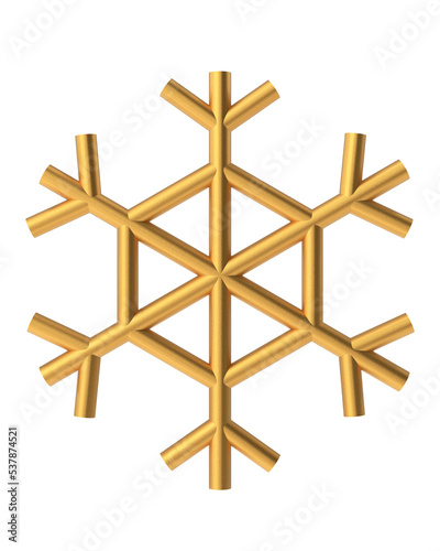 Christmas line art. Christmas snowflake. 3D illustration.