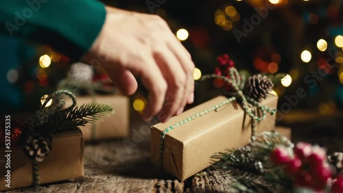 Hand pose Christmas gift box 