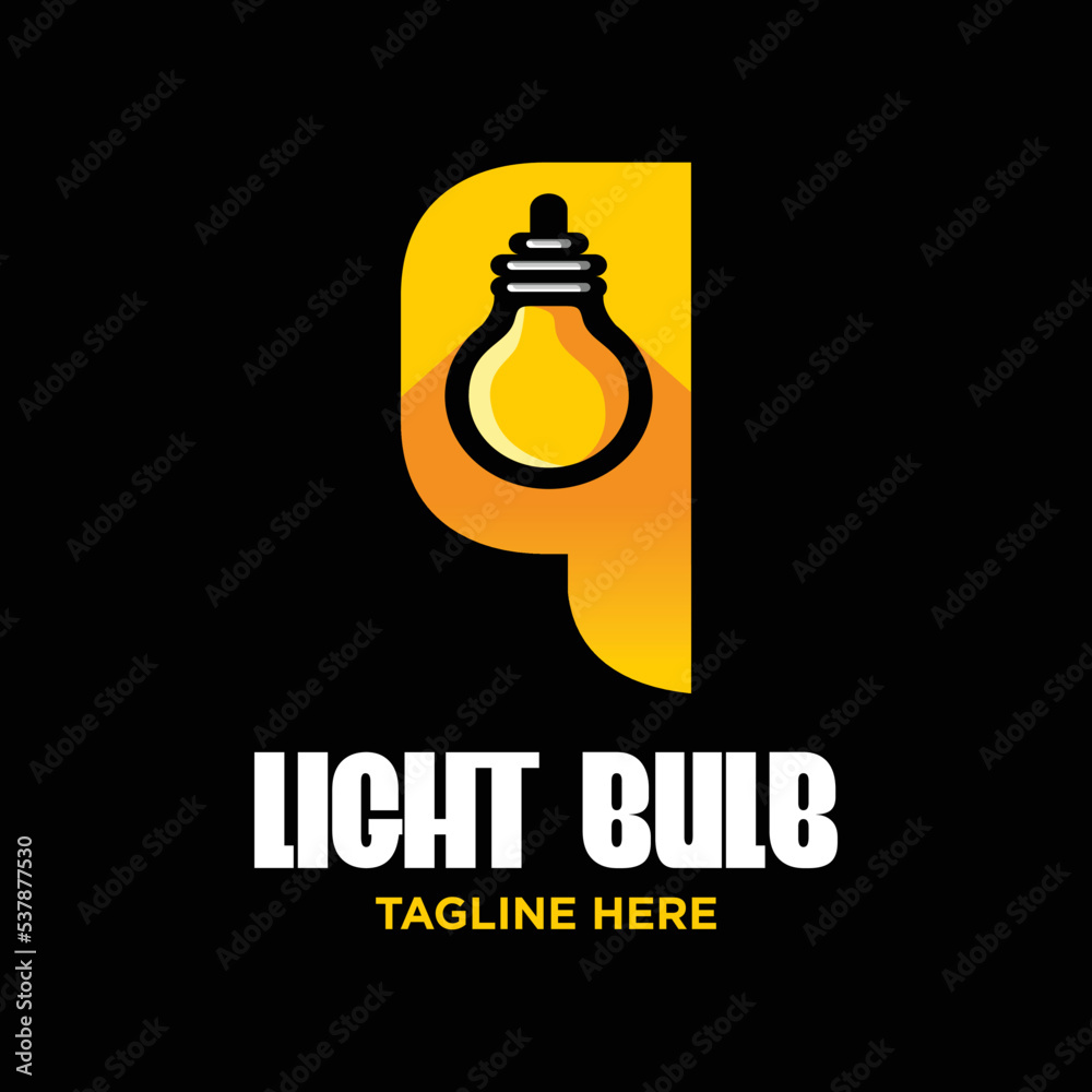 Letter Q Bulb Logo Design Template Inspiration, Vector Illustration.