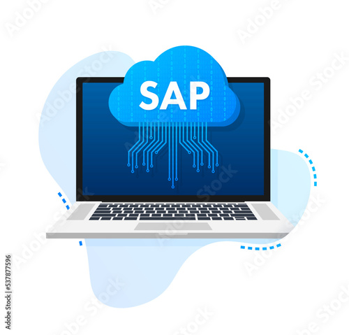 SAP Business process automation software. Cloud software. Vector stock illustration.