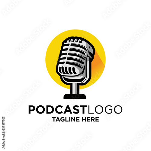Podcast Logo Design Template Inspiration, Vector Illustration.