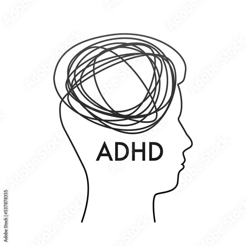 ADHD Attention disorder. Prevent ADHD. Vector stock illustration.
