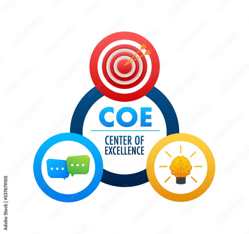 COE - Center of Excellence. Business concept. Vector stock illustration. COE - Center of Excellence. Business concept. Vector stock illustration.