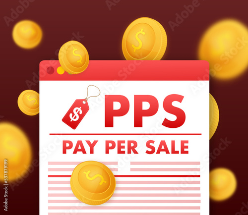 PPS - Pay Per Sale, business concept. Vector stock illustration.