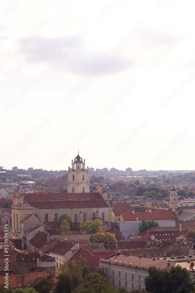 Walk around the city of Vilnius, Lithuania. Historical buildings of the city..