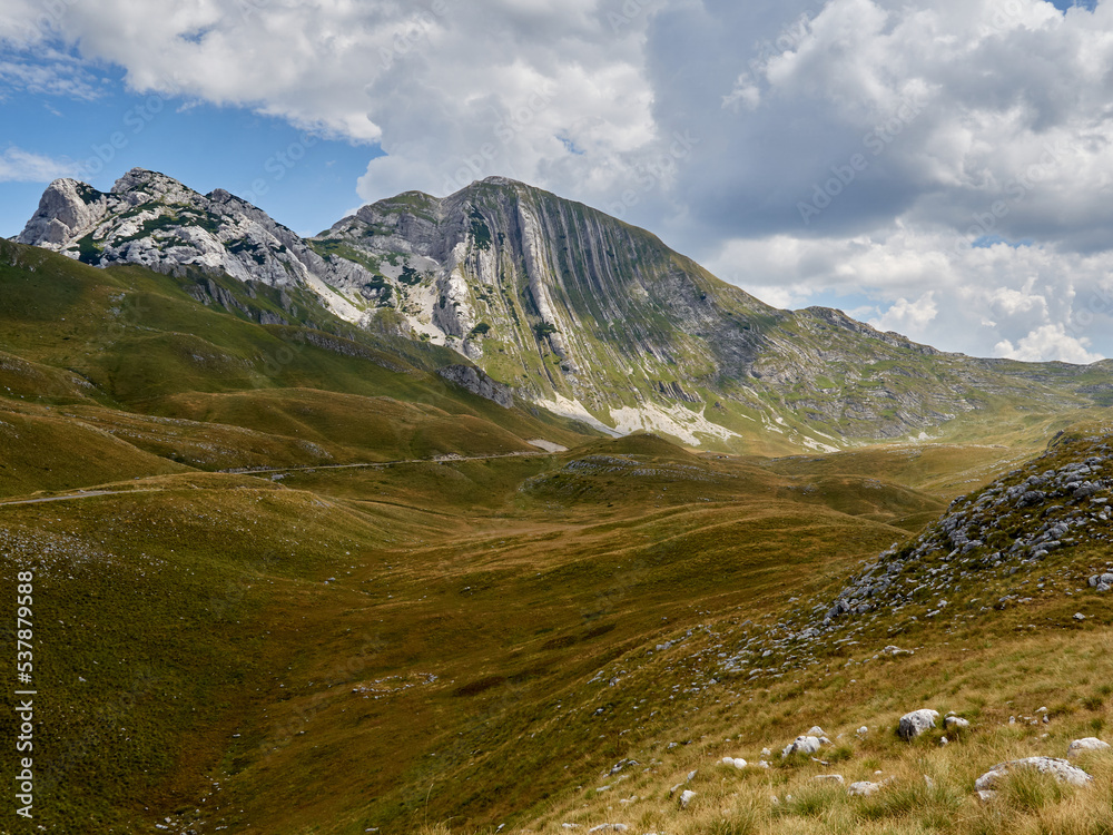 Landscape of Prutas peak in Durmitor,  a limestone massif in Northern Montenegro and part of the Dinaric Alps or Dinarides. Durmitor National Park. Montenegro, Europe